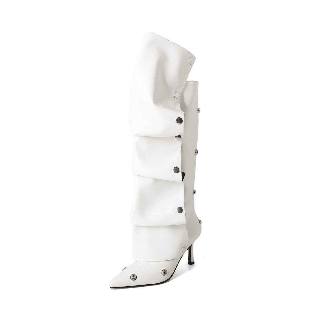 Femme High-Stiletto Statement Over-the-Knee Boots med dekorative trykknapsaccents Stilla
