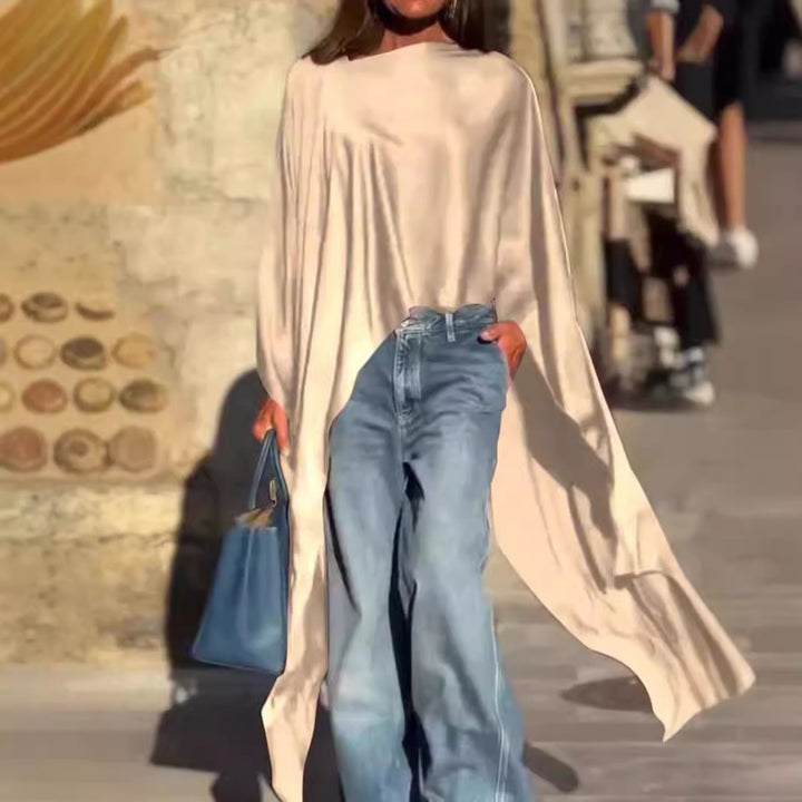 Dame mode oversized skjorte i let batiklook Stilla