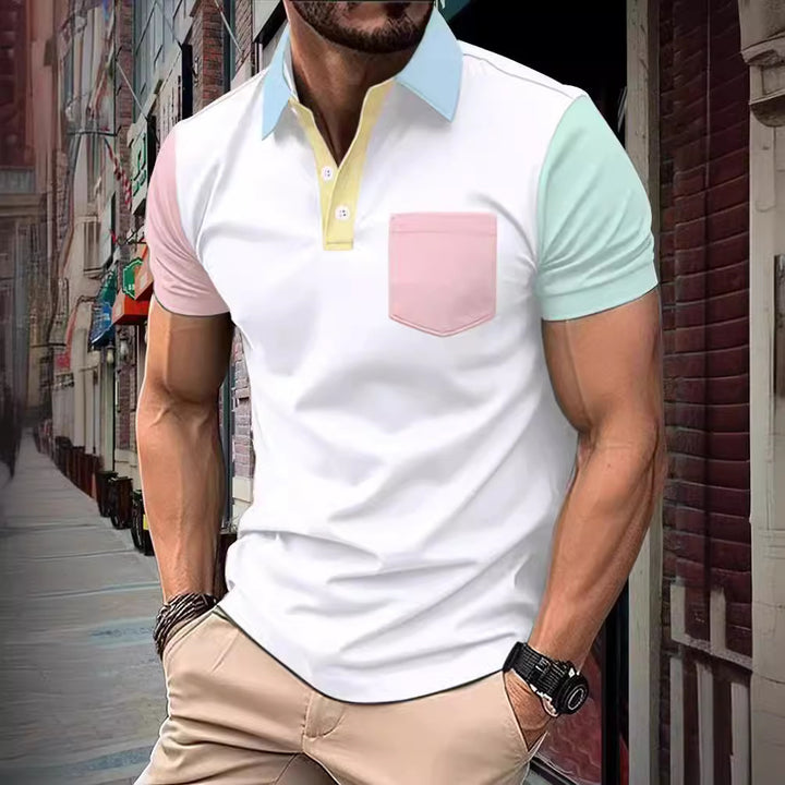 Herren polo shirt med moderne farvedetaljer Stilla
