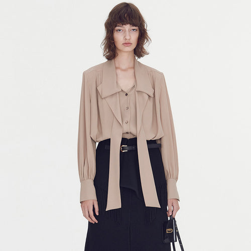 Damer elegant bluse med bælte Stilla