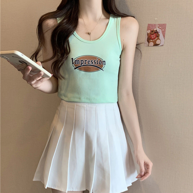 Dame Casual Cropped Graphic Tank Top Stilla
