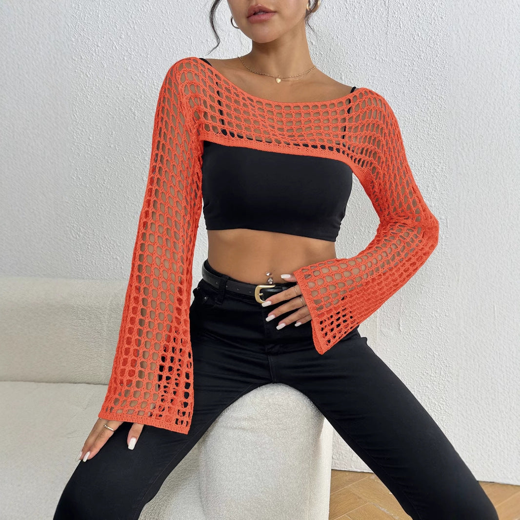 Damer Smart Hæklet Mesh Crop Top Stilla