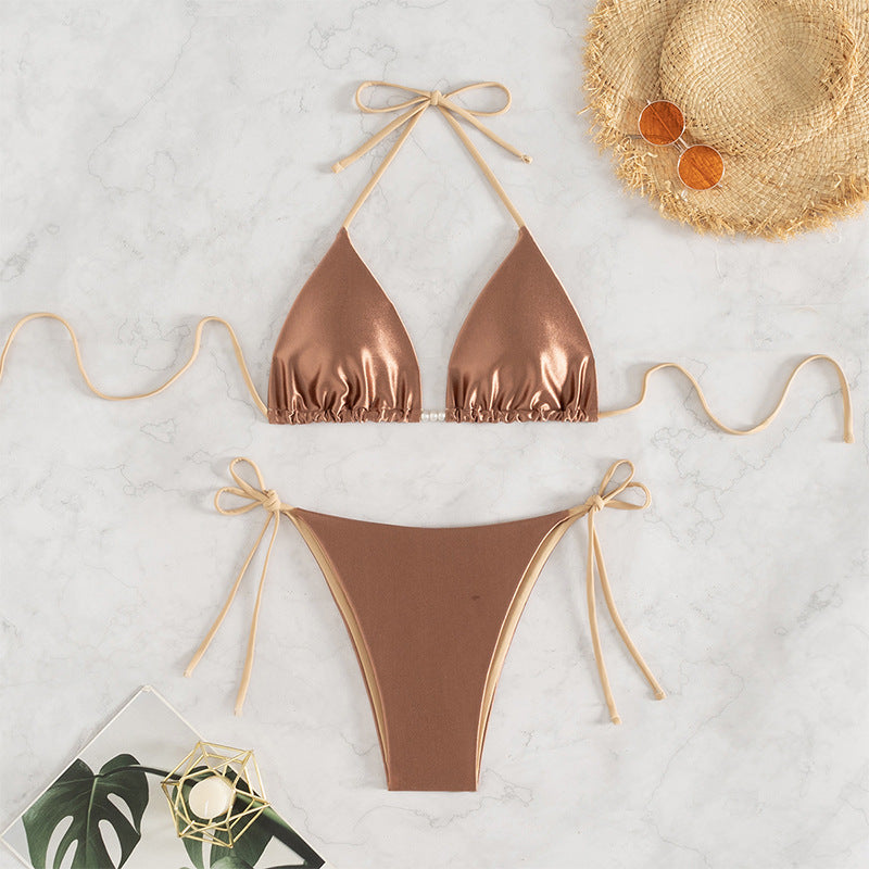 Dame Triangel-Bikini med elegant snørelook Skovae