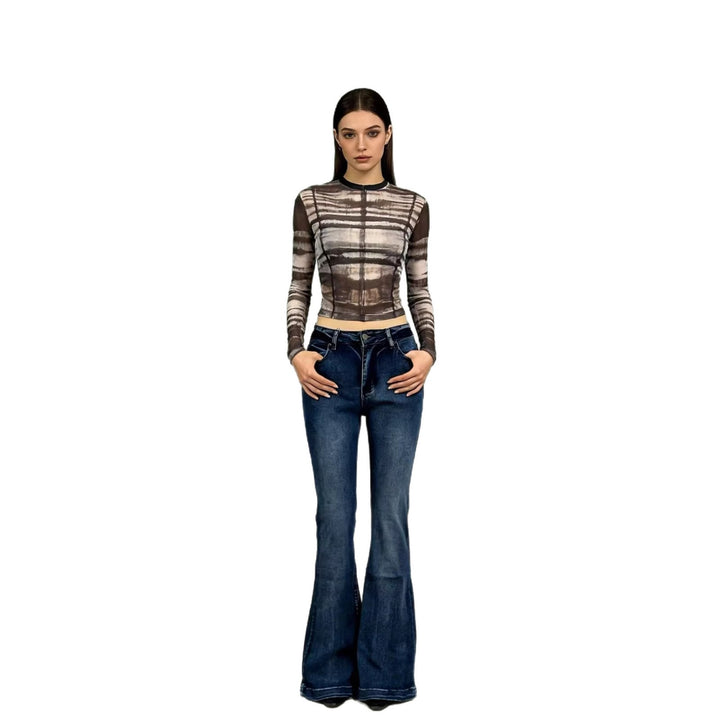 Damer elegant cropped top med puffærmer og vintage broderi Skovae