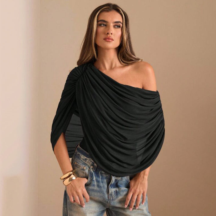 Dame En-sidig Chiffon-Bodysuit med Draperinger Skovae