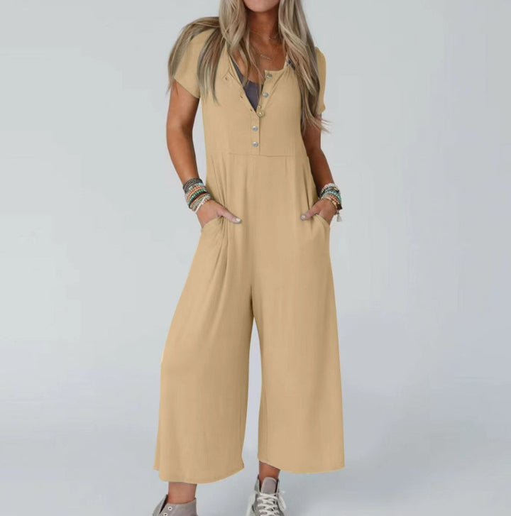 Dame jumpsuit med knapliste og praktiske lommer Stilla