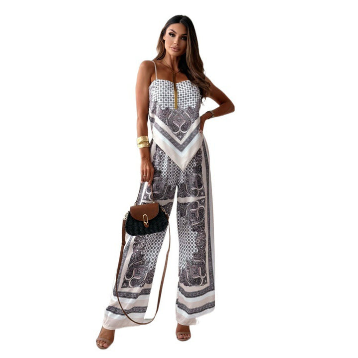 Frau Strapless Palazzo Jumpsuit med kompliceret mønster Stilla