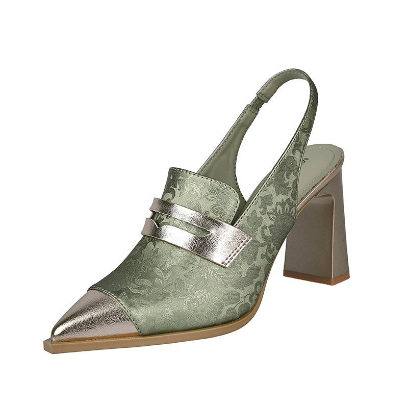 Dame elegante spidse Slingback-pumper med dekorativ metalaccent Stilla