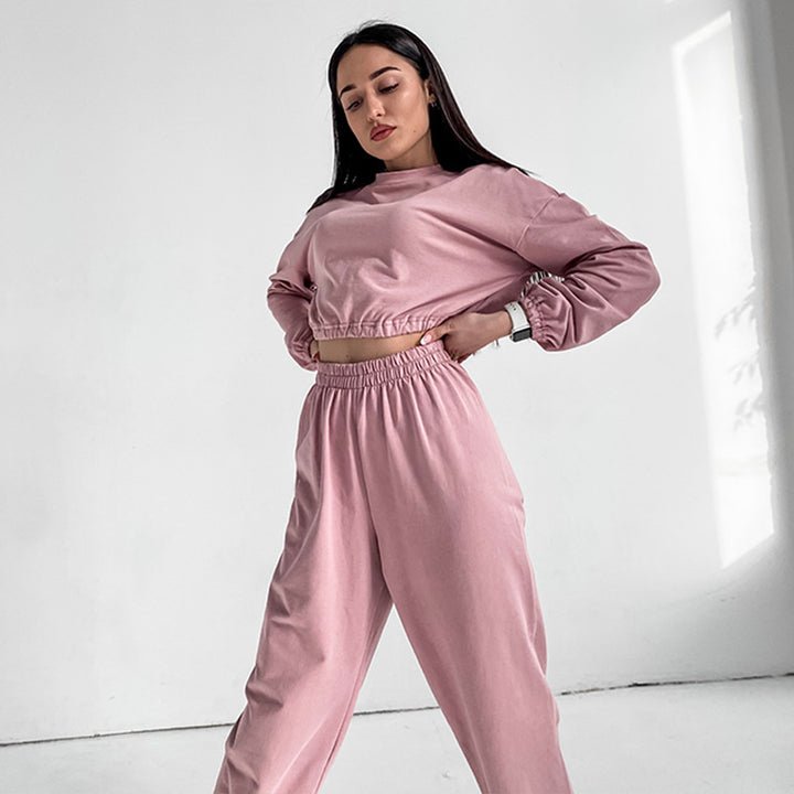 Kvinders sporty loungewear sæt med løs pasform og elastisk talje Skovae