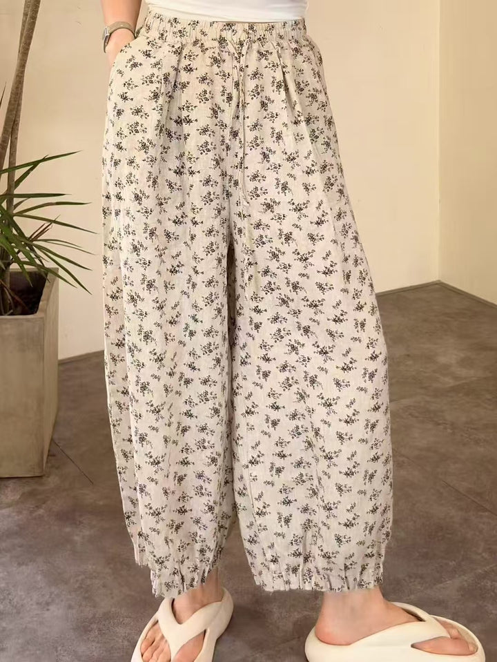 Dame Højttaljede Floraltryk Casual Culottes Stilla
