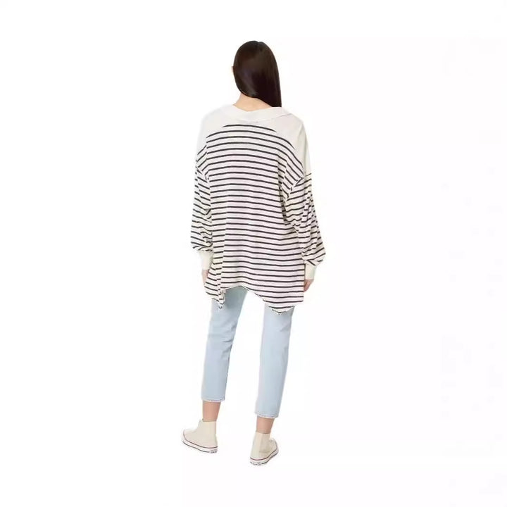 Dame Casual Oversized Pullover med stribemønster Stilla
