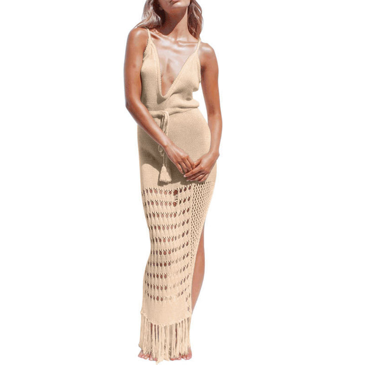 Dame Bohemian Strik Maxi Wrap Kjole Stilla