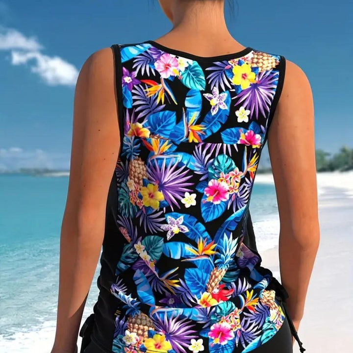 Dame Trendy Floral Badetank og Cykelbukser Sæt Stilla