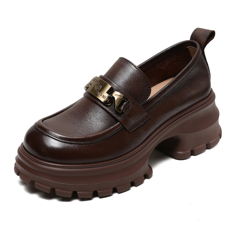 Dame Chunky Platform Loafers med dekorative metal accenter Stilla