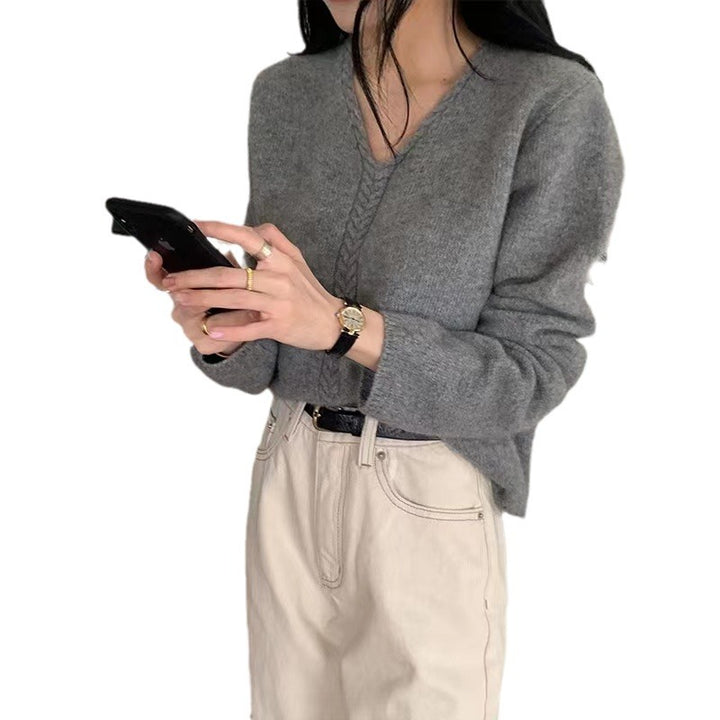 Femme Blød V-Udskæring Strikpullover Stilla