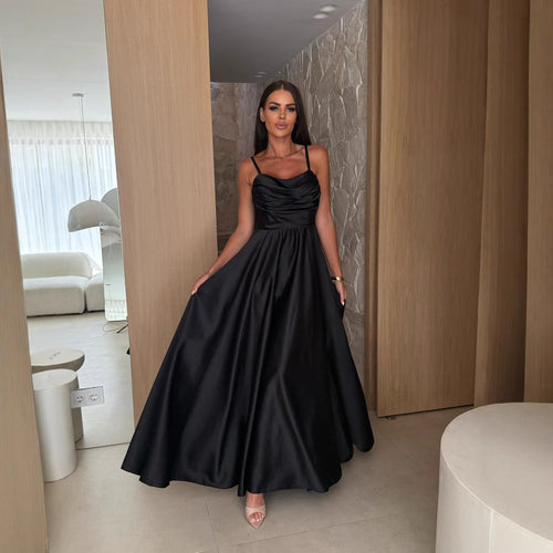 Dame Maxi Aftenkjole med elegant Drapée-design og sidelæg Stilla
