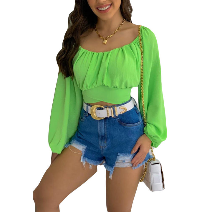 Dame Off-Shoulder Bluse med volantærmer og gummibånd Stilla