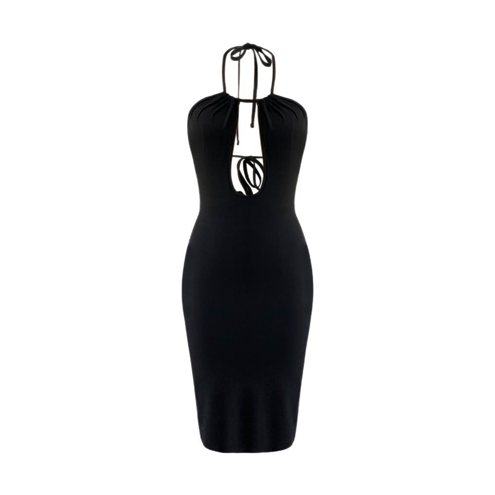 Kvinders Bodycon Kjole med Dyb V-Udskæring og Raffineret Halter Design Stilla