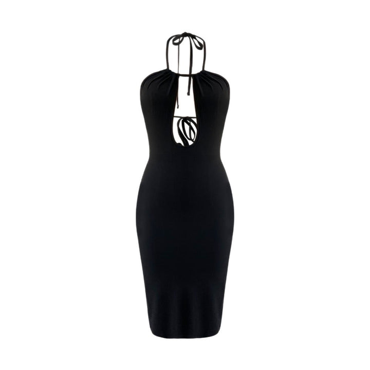 Kvinders Bodycon Kjole med Dyb V-Udskæring og Raffineret Halter Design Stilla