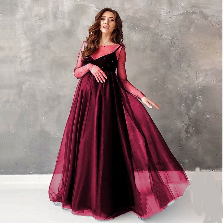 Dame Elegant Transparent Gravidkjole Stilla