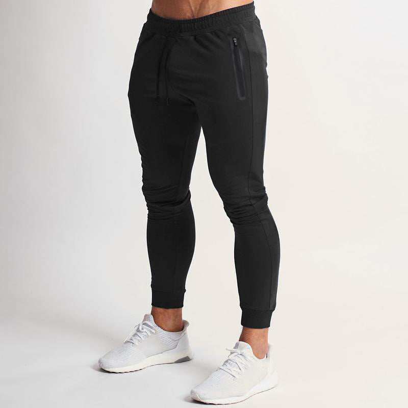 Herrer Slim Fit Joggingbukser med lynlåslommer og elastisk liv Stilla