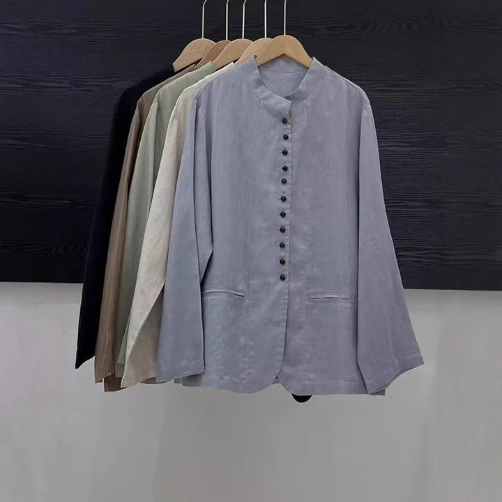Femme Button-Up Linen Blazer Stilla