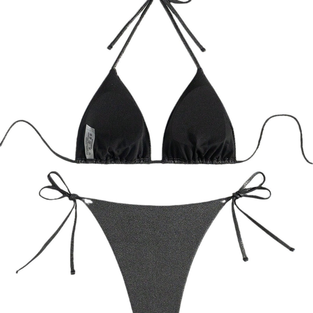 Dame Triangel-Bikini med skinnende effekt og justerbare stropper Stilla