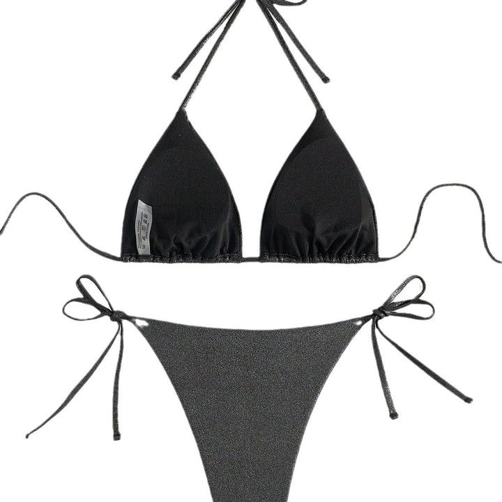 Dame Triangel-Bikini med skinnende effekt og justerbare stropper Stilla
