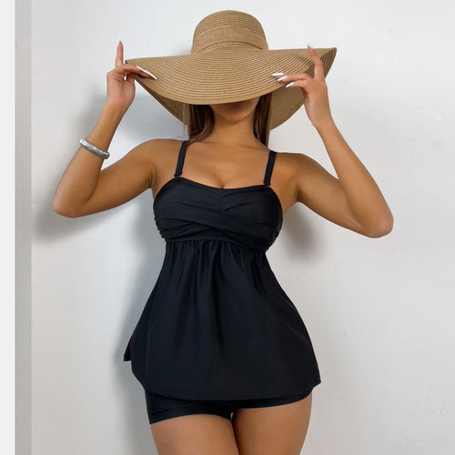 Dame sportsligt Tankini-sæt med blomstret design og behagelige shorts Stilla