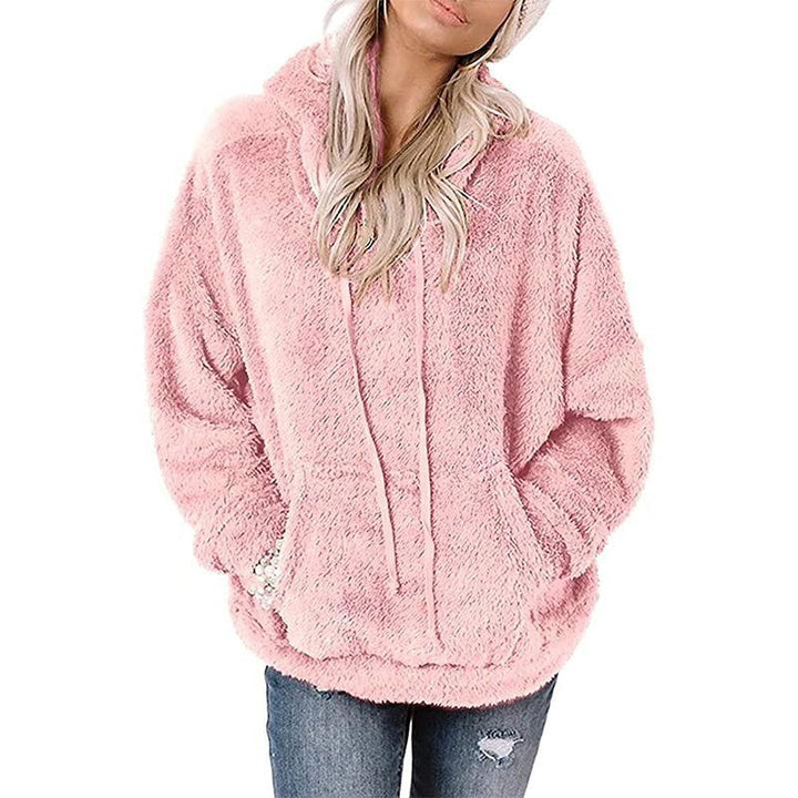 Dame hyggelig fleece-trøje med kængurulomme og hætte Stilla