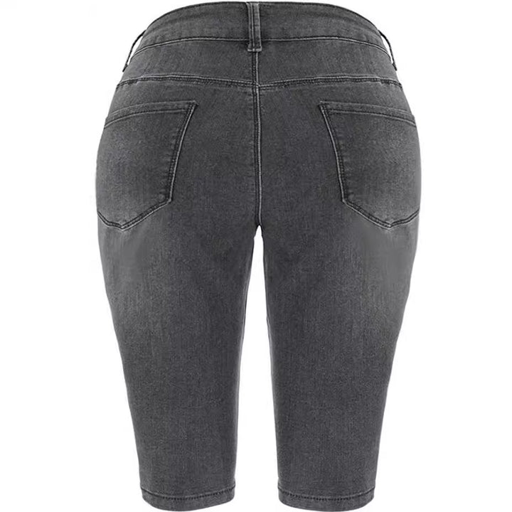 Dame Denim Cykelbukser med modet Biker-detail Stilla