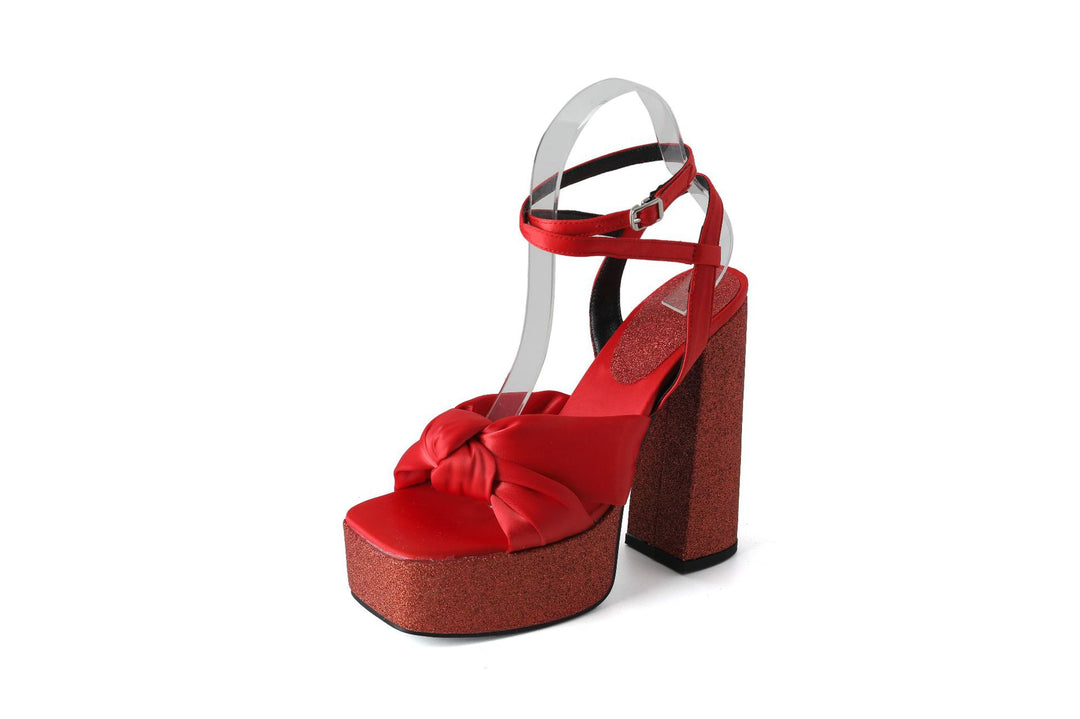 Femme Chunky Platform Højhælede Sandaler med Sløjfedetalje Stilla