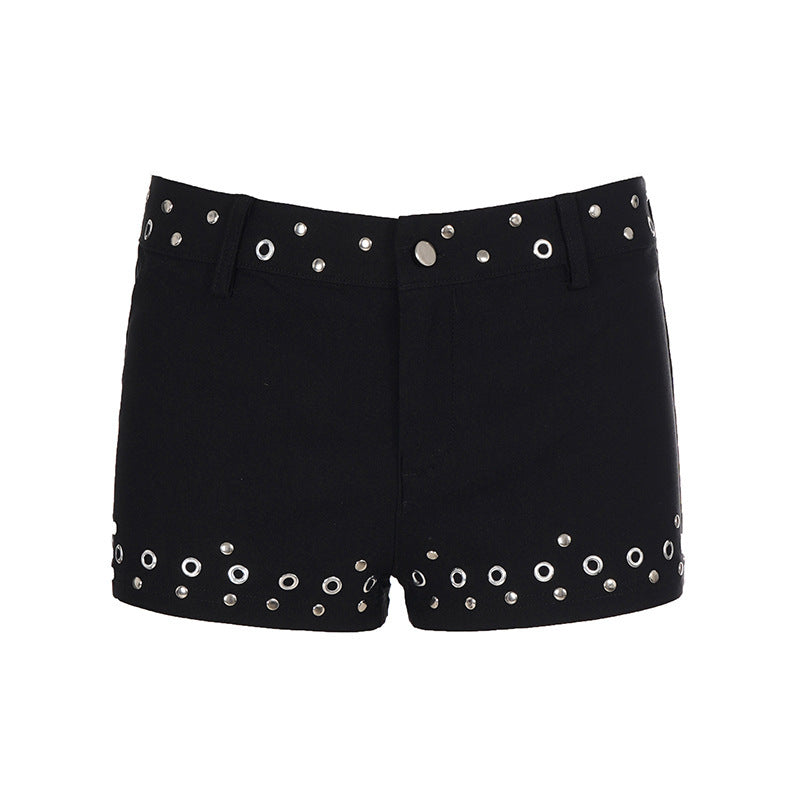 Dame Mode Shorts med dekorative metaløjer Skovae