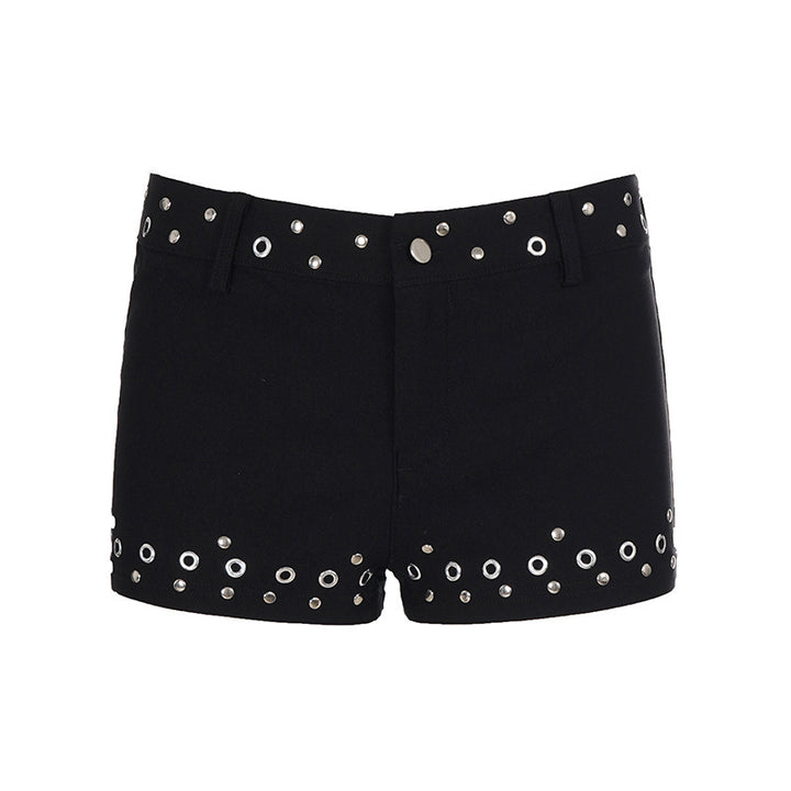 Dame Mode Shorts med dekorative metaløjer Skovae