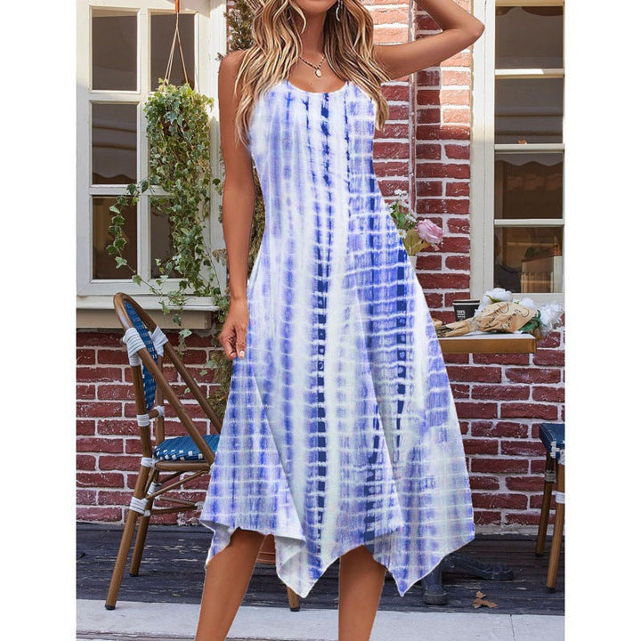 Stilla | Chic Fashion Printed Ærmeløs Uregelmæssig Kant Kjole