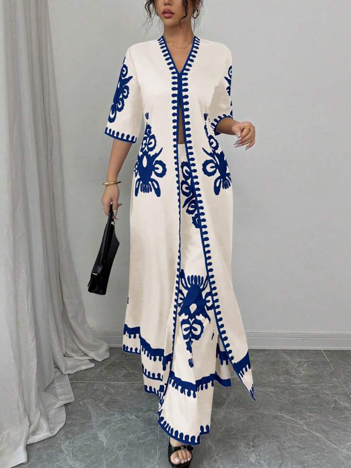 Dame broderet Kaftan-kjole Stilla