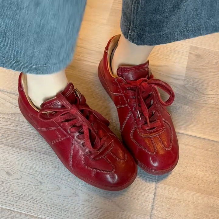Kvinder Retro-look Mode Sneakers med Premium Læder Stilla