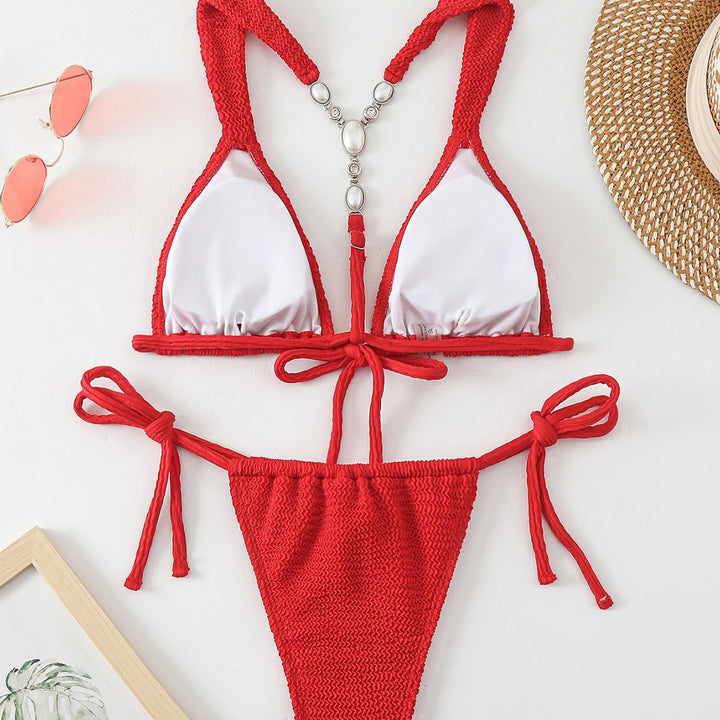 Dame bikini sæt med raffineret hækledesign og justerbare stropper Stilla