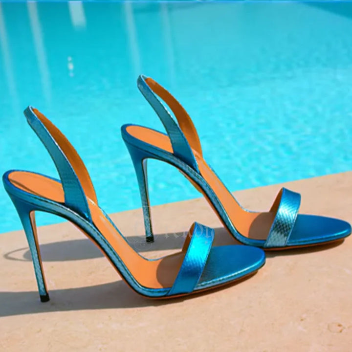 Femme Strappy Højhælede Sandaler med iriserende Remme Stilla