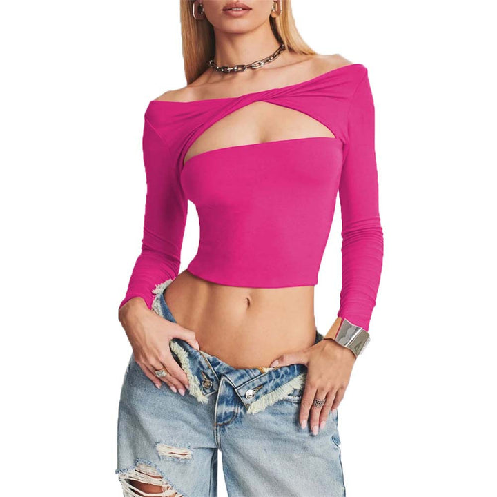 Kvinders tætsiddende crop top med asymmetrisk udskæring Stilla