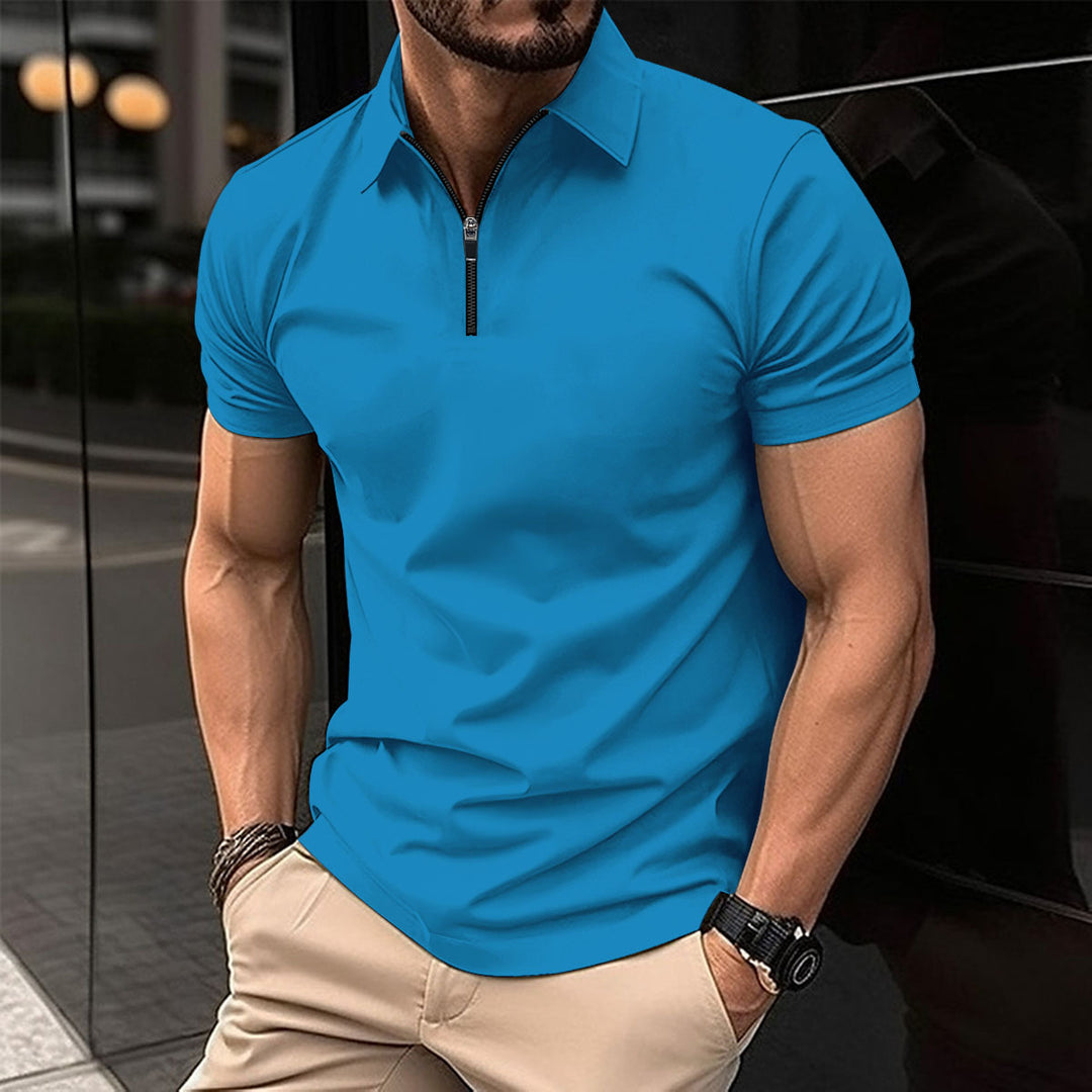 Herre Moderne Zip-Up Performance Polo-Skjorte Stilla