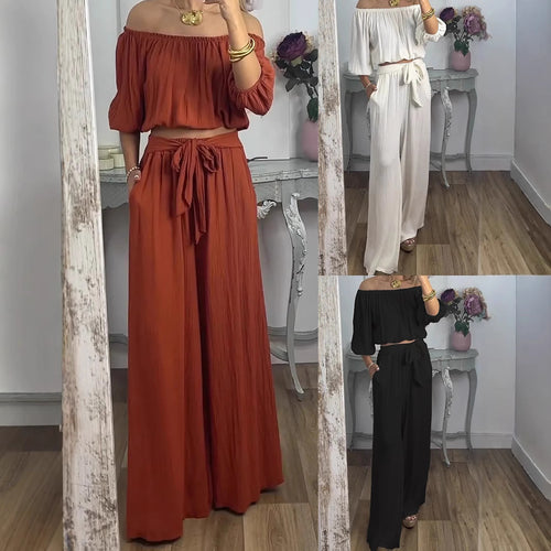 Dame Off-Shoulder Plissé Lounge Sæt Stilla