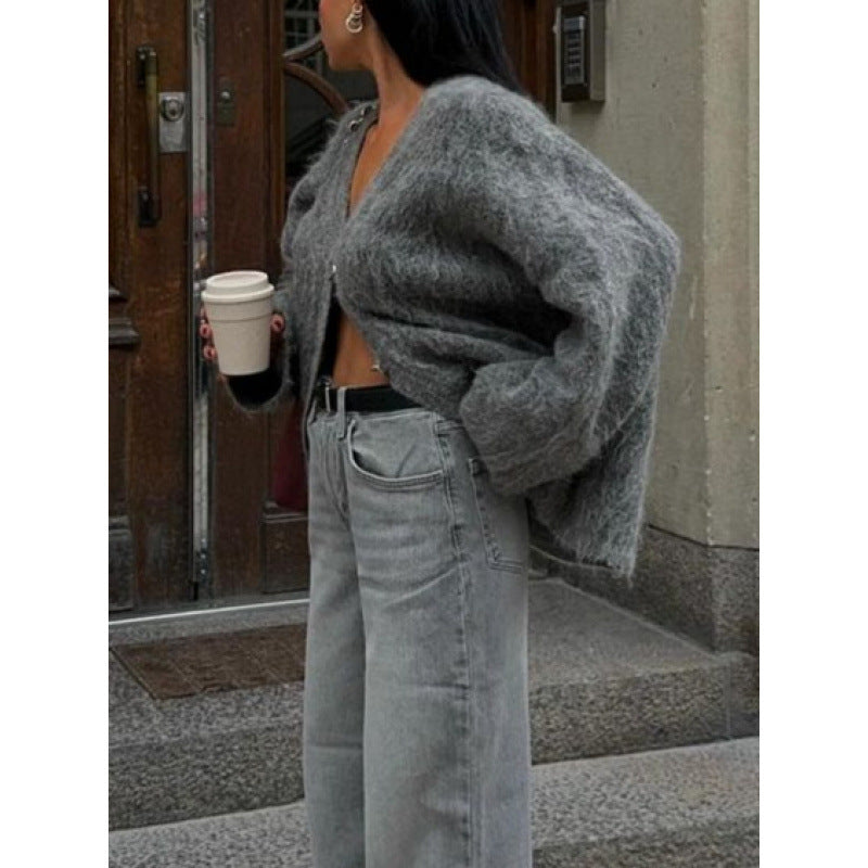 Dame afslappet strik cardigans med oversized snit og knapdetaljer Stilla