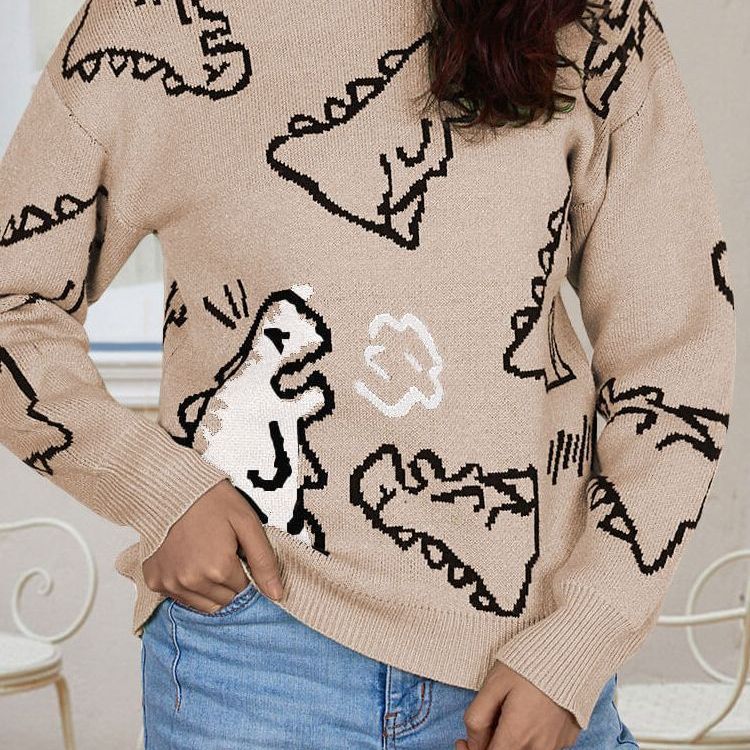 Dame sweater med dinosaur motiv og afslappet pasform Stilla