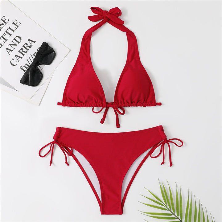 Dame Triangel-Bikini med justerbare stropper og sidelivbånd Stilla