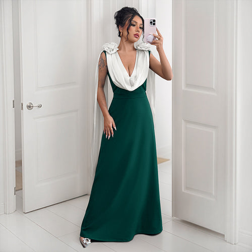 Dame Elegant Maxi-kjole med Draperede Ærmer Stilla