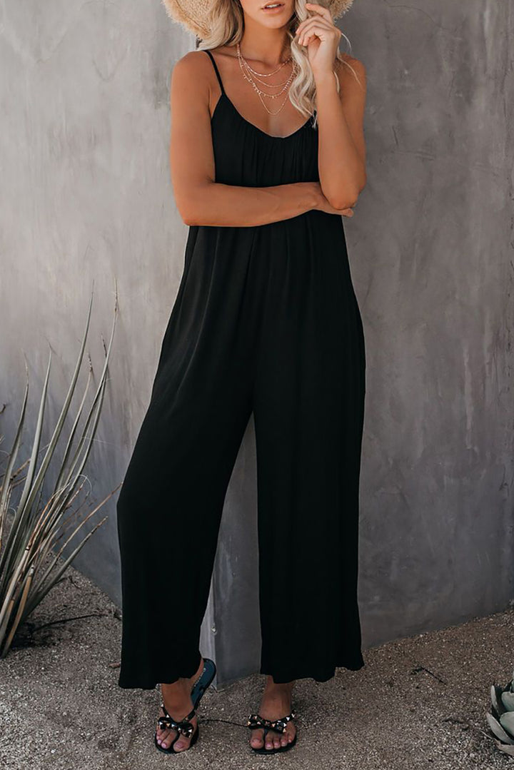 Dame Elegant Jumpsuit med svajende snit og fine spaghetti-stropper Stilla