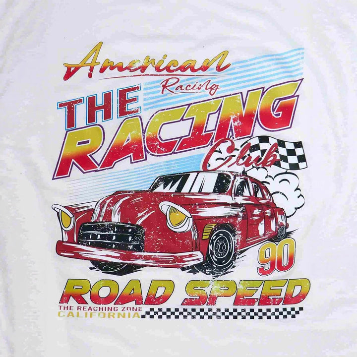 Dame T-shirt med kunstnerisk retro racermotiv og behagelig pasform Skovae