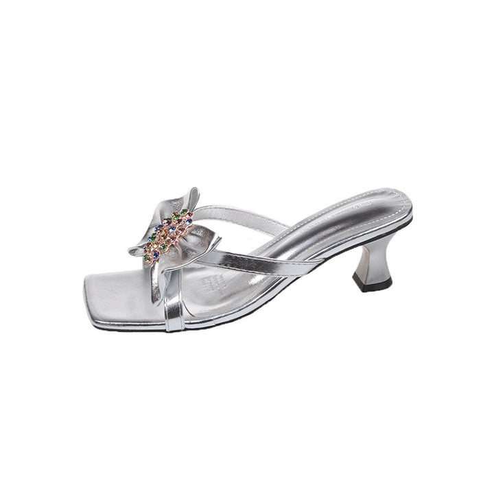 Dame elegante Open-Toe Slide-Højhælede sko med dekorerede detaljer Stilla