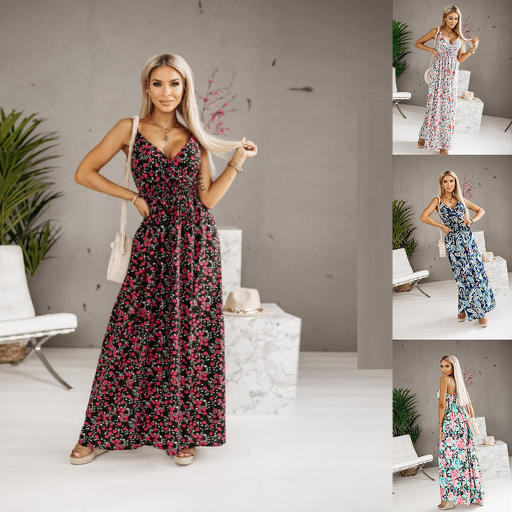 Dame Floral Maxikjole med justerbare stropper Stilla